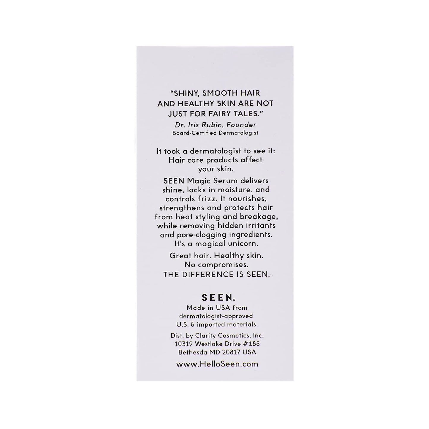 SEEN Magic Serum Fragrance-Free | Anti-Frizz Hair Serum | Non-Comedogenic, Sulfate-Free, Dermatologist-Developed | Safe for Sensitive & Acne-Prone Skin