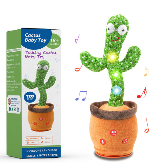 Invasgi Dancing Talking Cactus Toy, Toddlers' Mimicking Singing Cactus Toy Records Repeats What You Say, 120 Songs with Adjustable Volume Baby Toys for Girls Boys for Christmas Birthday