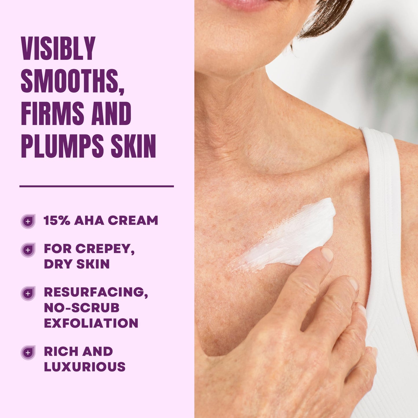 AmLactin Crepe Firming Cream - 12 oz Body Cream with 15% Lactic Acid - Exfoliator and Moisturizer for Crepey, Dry Skin (Packaging May Vary)