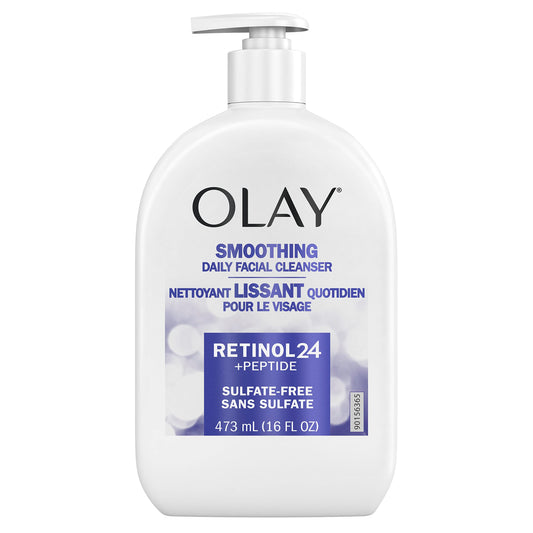 Olay Daily Face Wash with Retinol, Peptides & Glycerin – Hydrating, Smoothing Cleanser, Sulfate & Paraben-Free, 16 oz