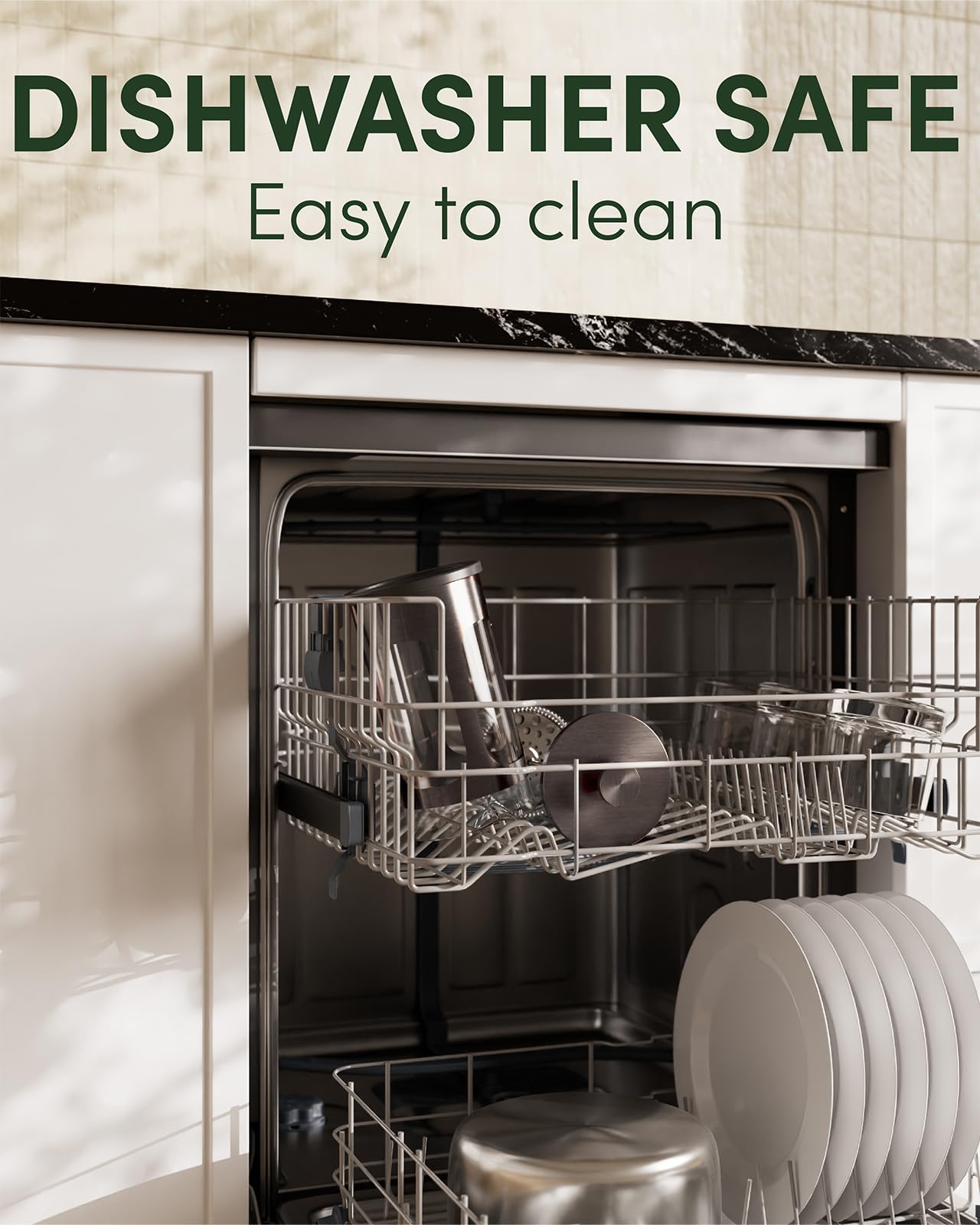 BAYKA 34oz French Press Coffee Maker – Borosilicate Glass & Stainless Steel, Large Portable Cold Brew Cafetera for Kitchen & Travel, Dark Pewter