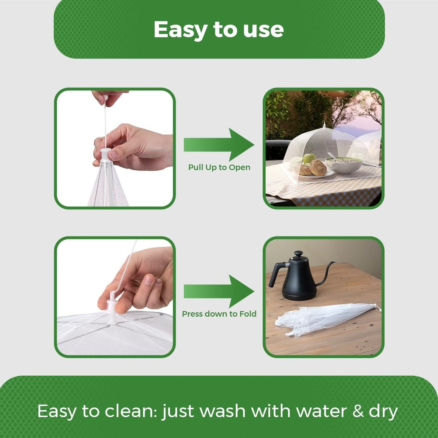 Simply Genius 6-Pack Pop-Up Mesh Food Covers – 17x17” Collapsible Umbrella Tents for Outdoor Parties, Picnics & BBQs