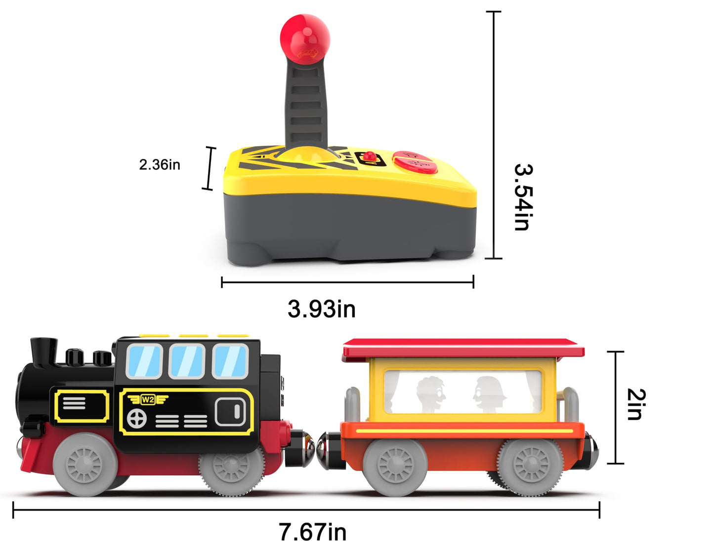 Motorized Remote Control Train for Wooden Tracks – Battery Operated Locomotive with Magnetic Connection, Compatible with Thomas, Brio, Chuggington