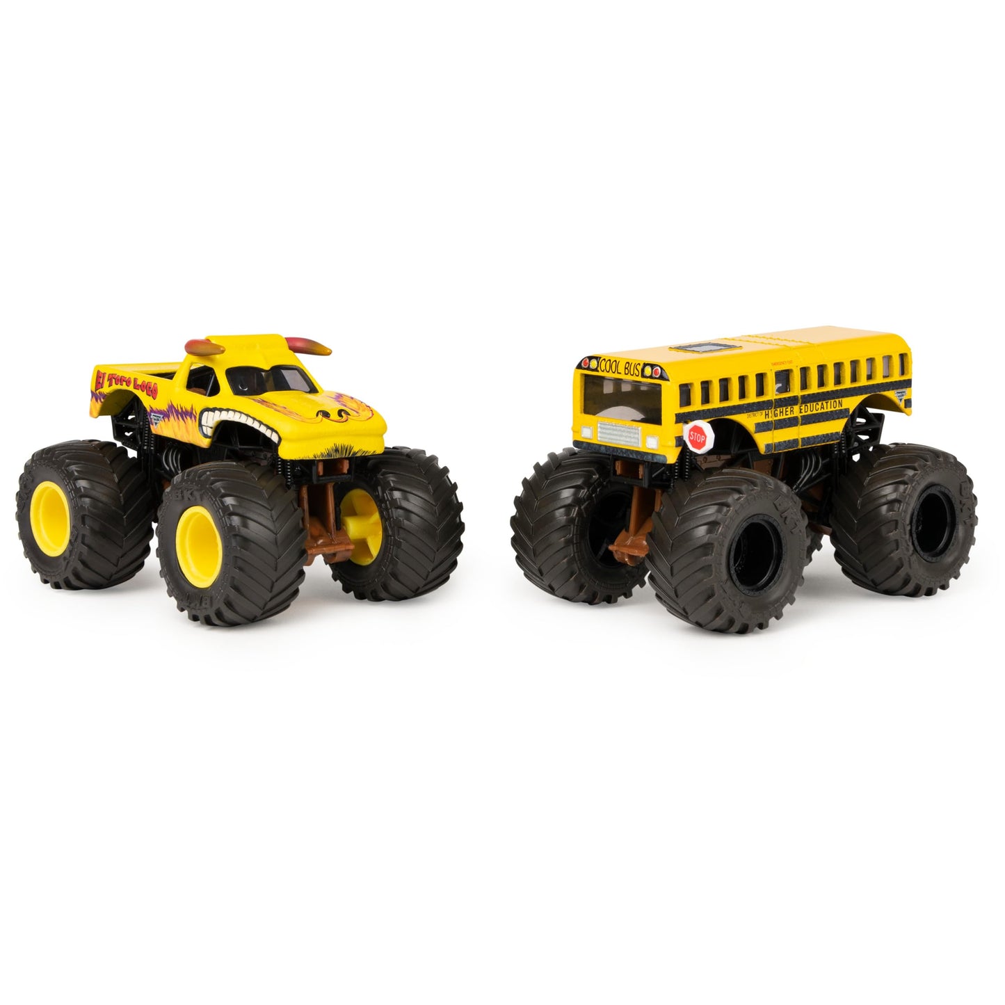 Monster Jam, Official El Toro Loco vs. Higher Education Color-Changing Die-Cast Monster Trucks, 1:64 Scale