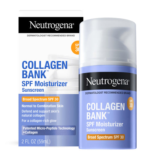 Neutrogena Collagen Bank Face Moisturizer SPF 30 Anti-Aging Cream with Micro-Peptides, No White Cast 2oz + Hydro Boost Cleanser 0.5oz