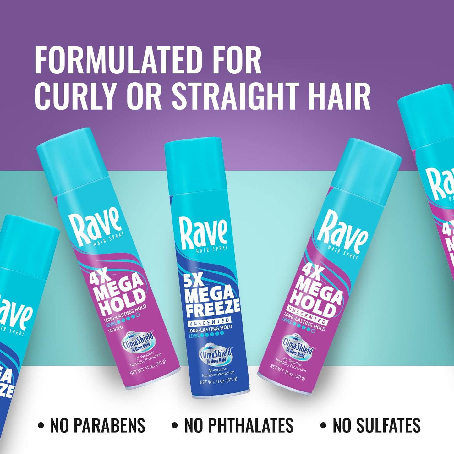 Rave 4X Mega Long-Lasting Firm Hold Scented Hair Spray for Heat Protection, Volume and Shine - ClimaShield for Extra Humidity & Minimizes Frizz