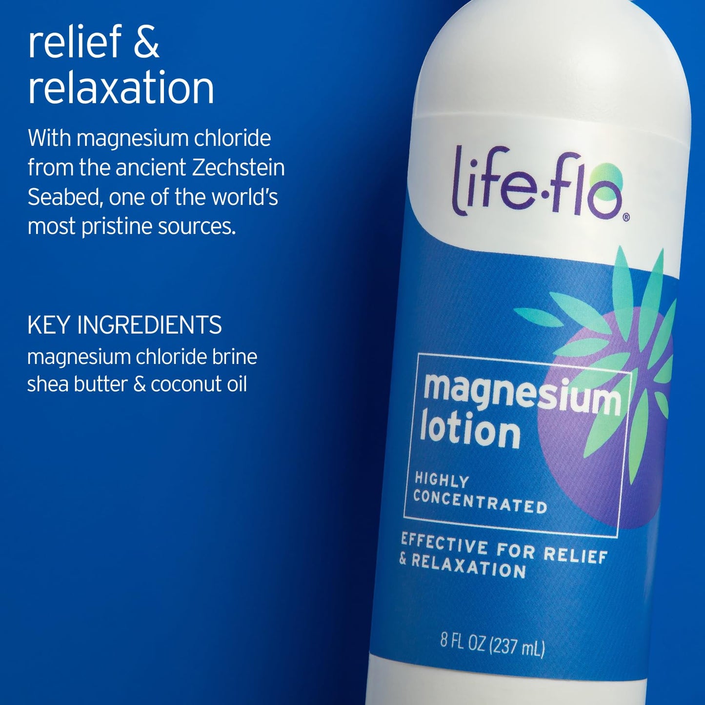Life-flo Magnesium Lotion, Unscented 8oz – Soothes Muscles & Joints, Hypoallergenic Relief with Zechstein Magnesium, 60-Day Guarantee