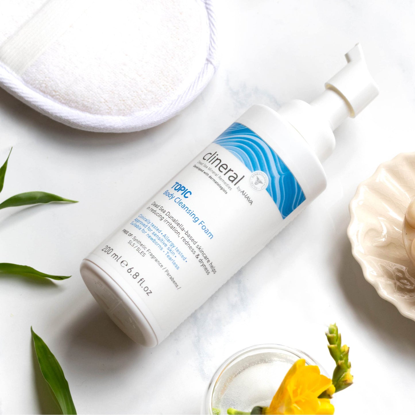 AHAVA Clineral Body Cleansing Foam, 6.8 oz – Refreshing Foam with Osmoter, Grapefruit & Dunaliella Algae for Hydration & Soothing Skin