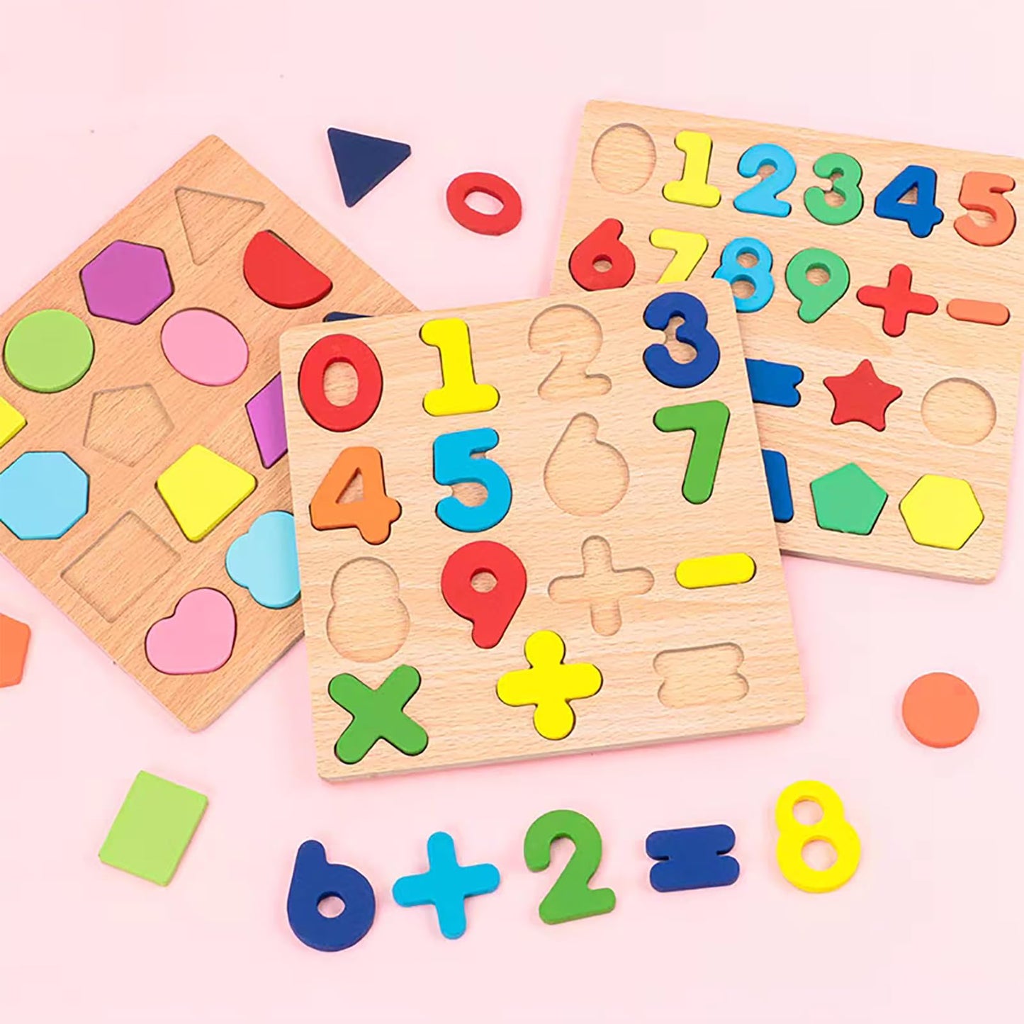 Wooden Puzzles for Toddlers – 3-Pack Alphabet & Number Shape Puzzles, Montessori Learning Toy for Kids Ages 3, Boys & Girls