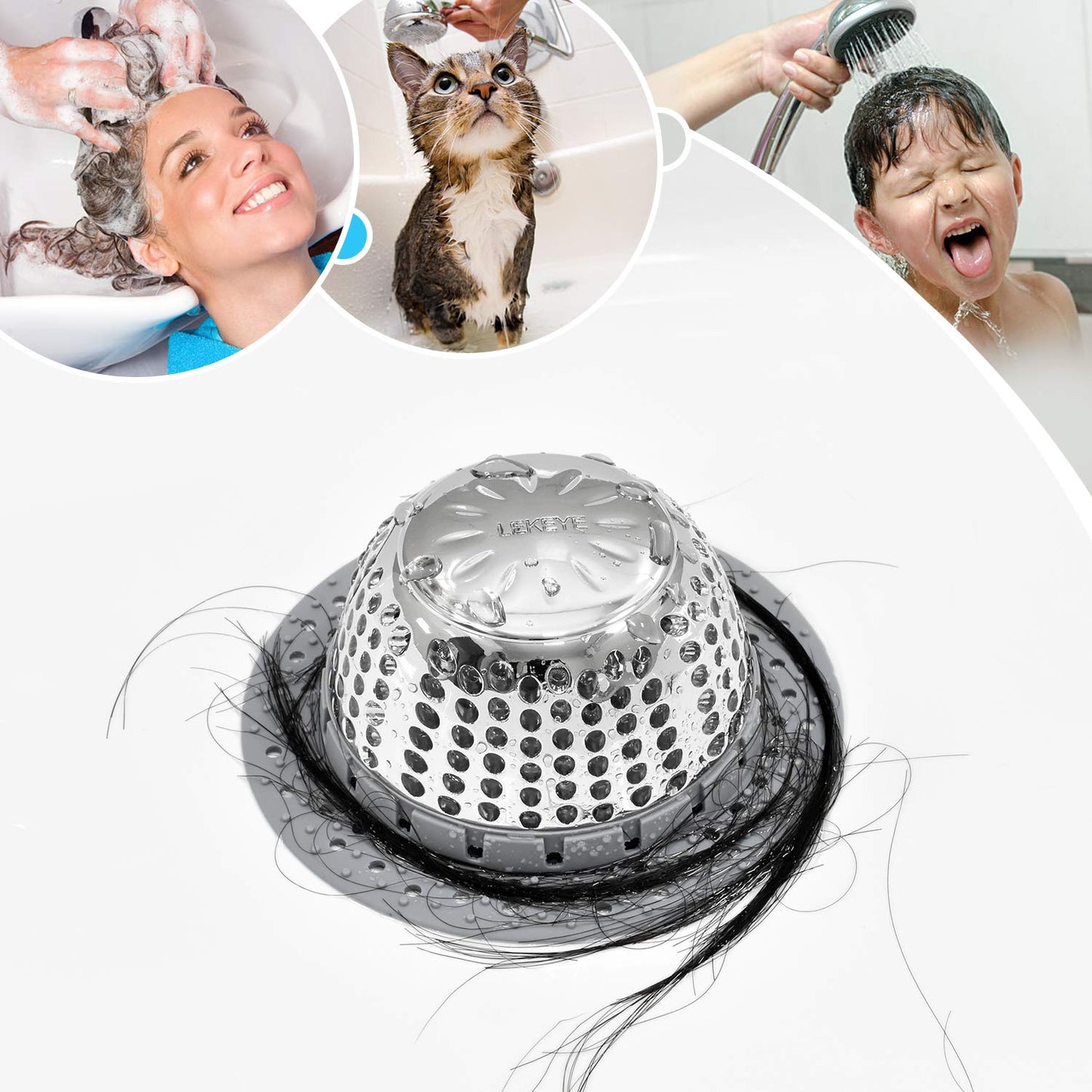 LEKEYE Drain Hair Catcher/Bathtub Drain Cover/Drain Protector for Pop-Up & Regular Drains(Patented Product)