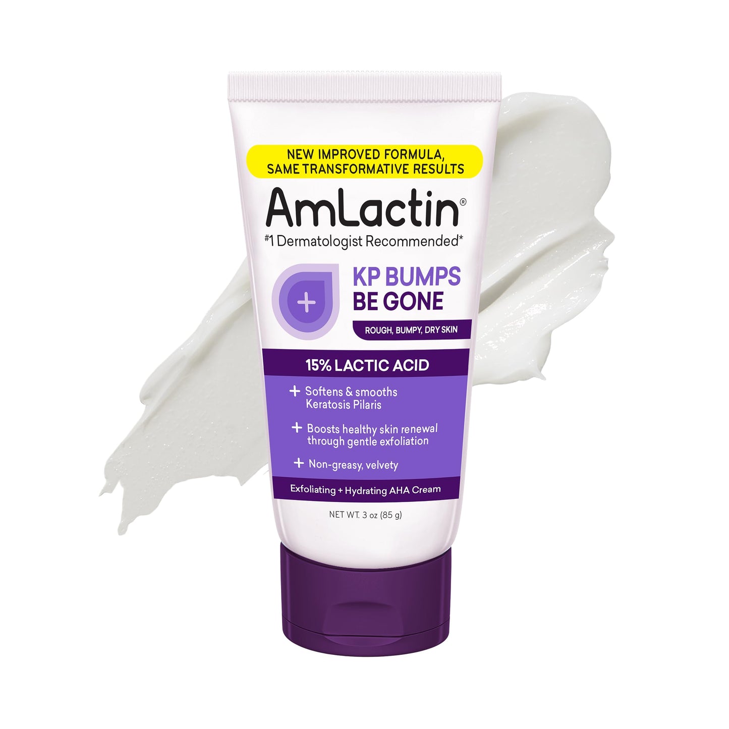 AmLactin KP Bumps Be Gone 3oz - 15% Lactic Acid Moisturizing Cream for Keratosis Pilaris, Dry, Rough & Bumpy Skin Exfoliator