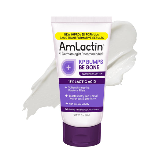 AmLactin KP Bumps Be Gone 3oz - 15% Lactic Acid Moisturizing Cream for Keratosis Pilaris, Dry, Rough & Bumpy Skin Exfoliator
