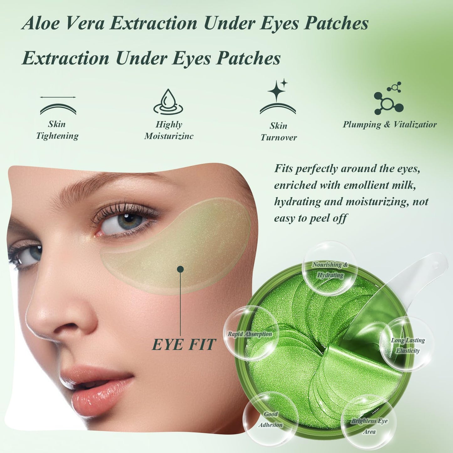 Under Eye Patches – 60 Aloe Vera Masks for Dark Circles, Puffiness, Wrinkles & Fine Lines, Natural Extracts Eye Care Treatment