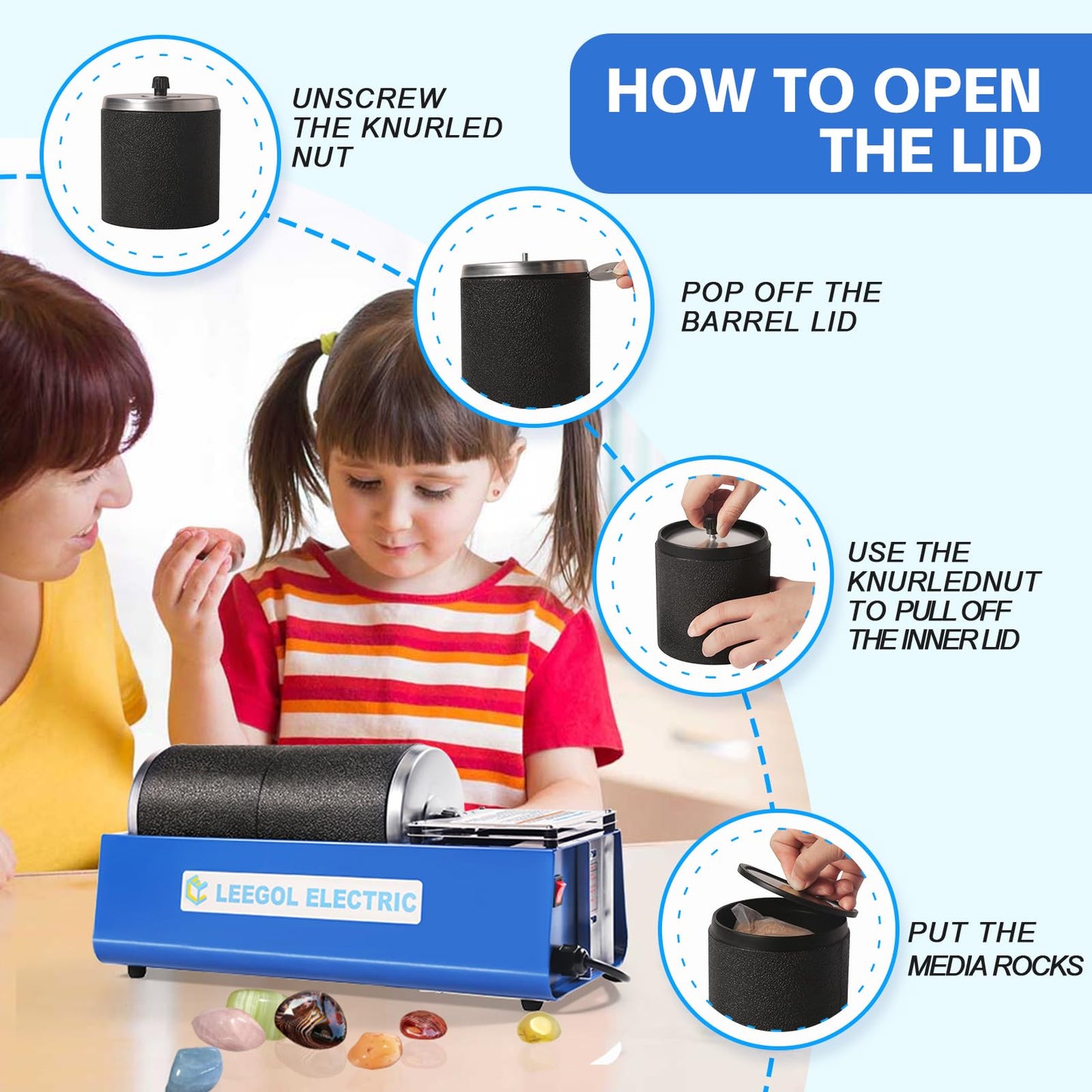 Leegol Electric Replacement 3lb Barrel for Rock Tumbler