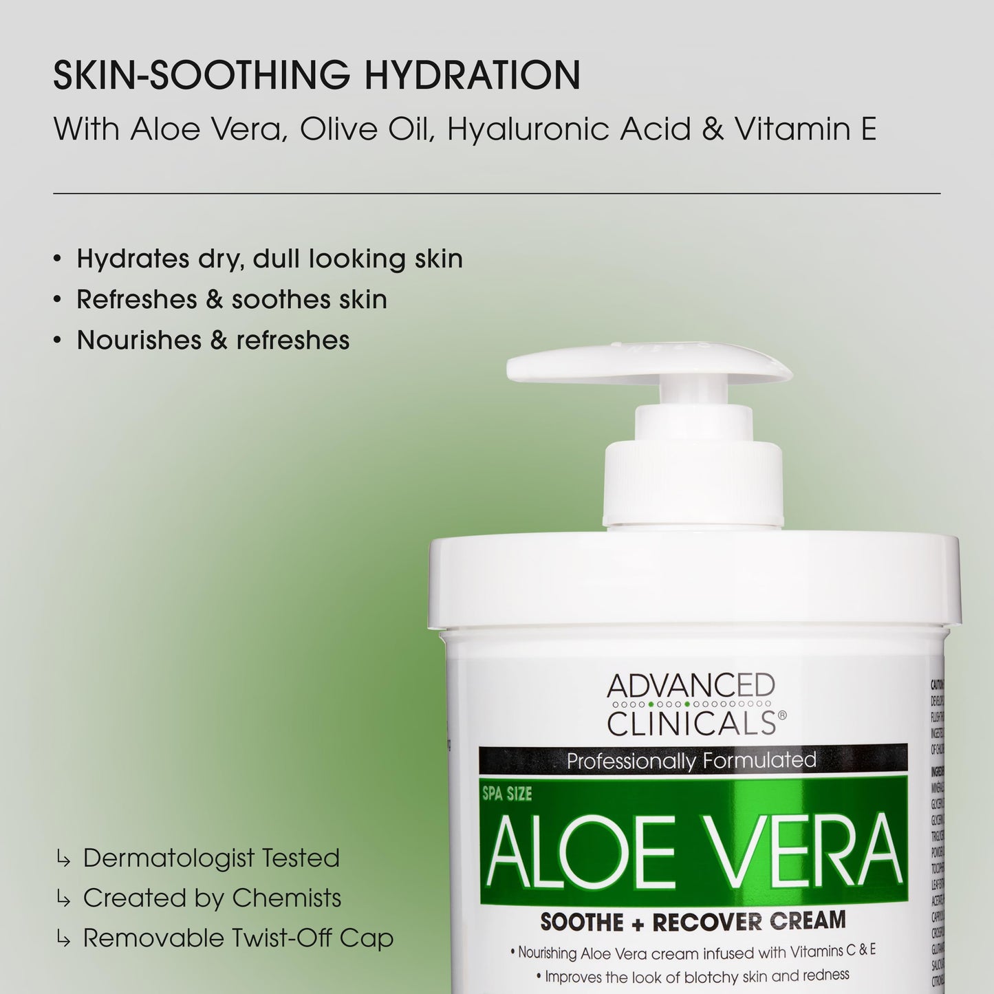 Advanced Clinicals Aloe Vera Lotion with Vitamin E & C – Hydrating Hyaluronic Acid Body Cream for Women & Men, Soothes & Restores Dry Skin, 16 oz