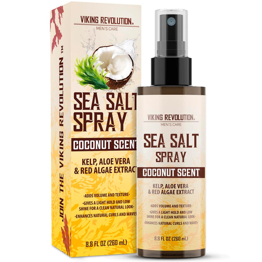 Viking Revolution Coconut Sea Salt Spray for Men – Texturizing Hair Spray with Kelp, Aloe Vera & Red Algae – Adds Volume, Texture & Beach Waves