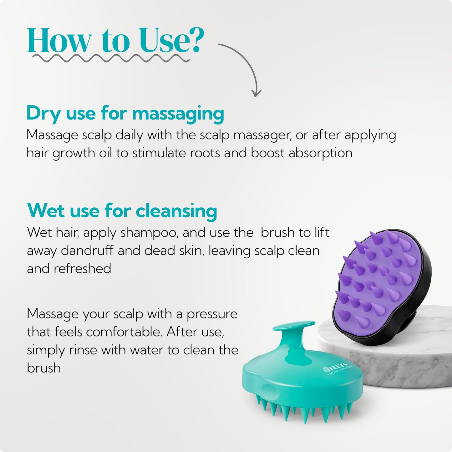 HEETA Scalp Massager Shampoo Brush 2-Pack – Soft Silicone Bristles for Deep Clean & Dandruff Removal, Wet/Dry Hair Scrubber for Men & Women (Green & Black)