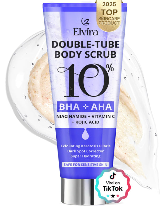 Elvira KP Bump Eraser Scrub – Exfoliating Foot & Body Cleanser with 10% AHA/BHA & Niacinamide for Smooth, Moisturized Skin