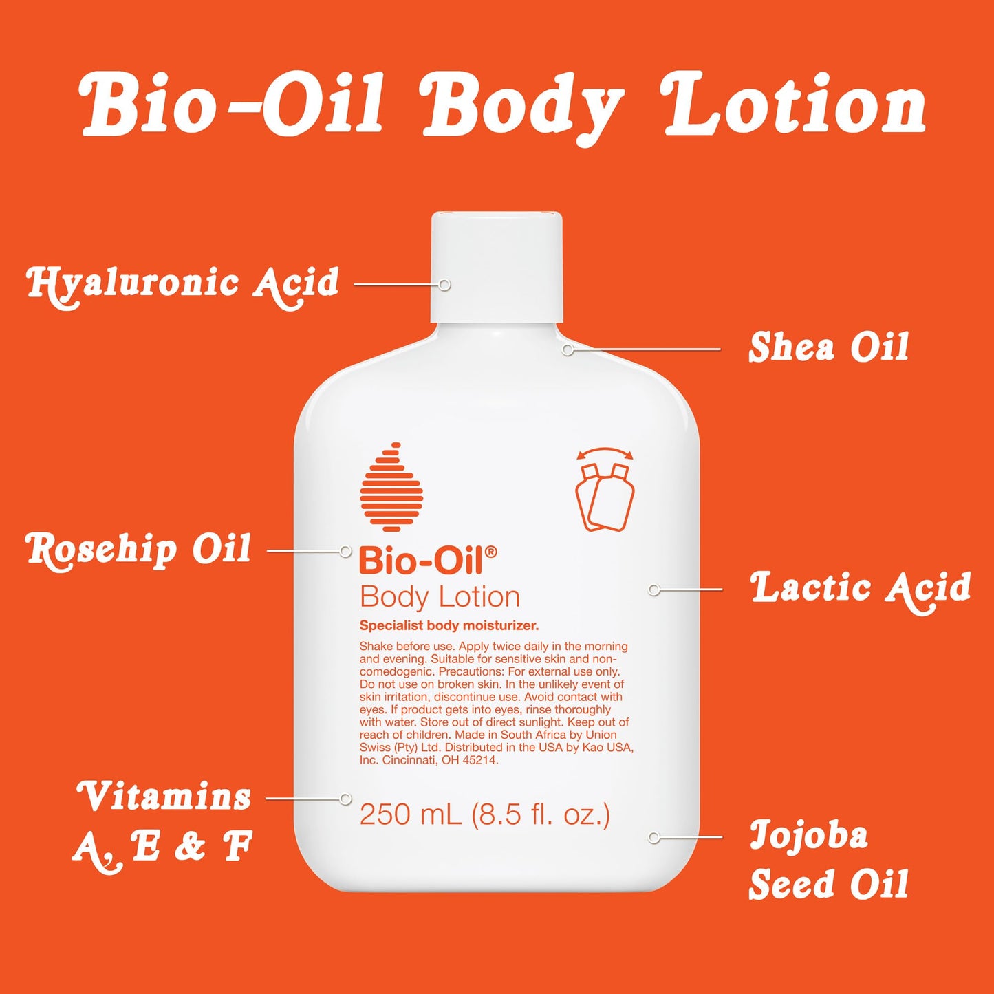 Bio-Oil Moisturizing Body Lotion for Dry Skin, Ultra-Lightweight High-Oil Hydration, with Jojoba, Rosehip, Shea, and Hyaluronic Acid, 8.5 Oz