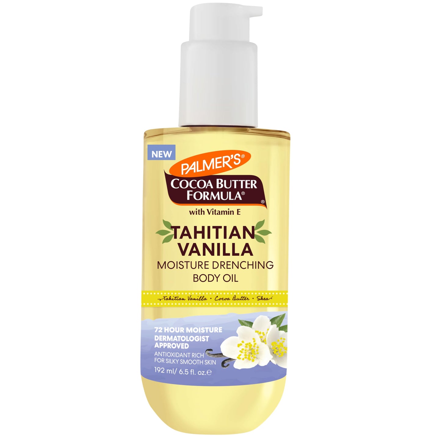 Palmer's Cocoa Butter Body Oil, Tahitian Vanilla, 6.5oz – 72Hr Hydration with Shea Butter & Vitamin E, Softens & Soothes Dry Skin
