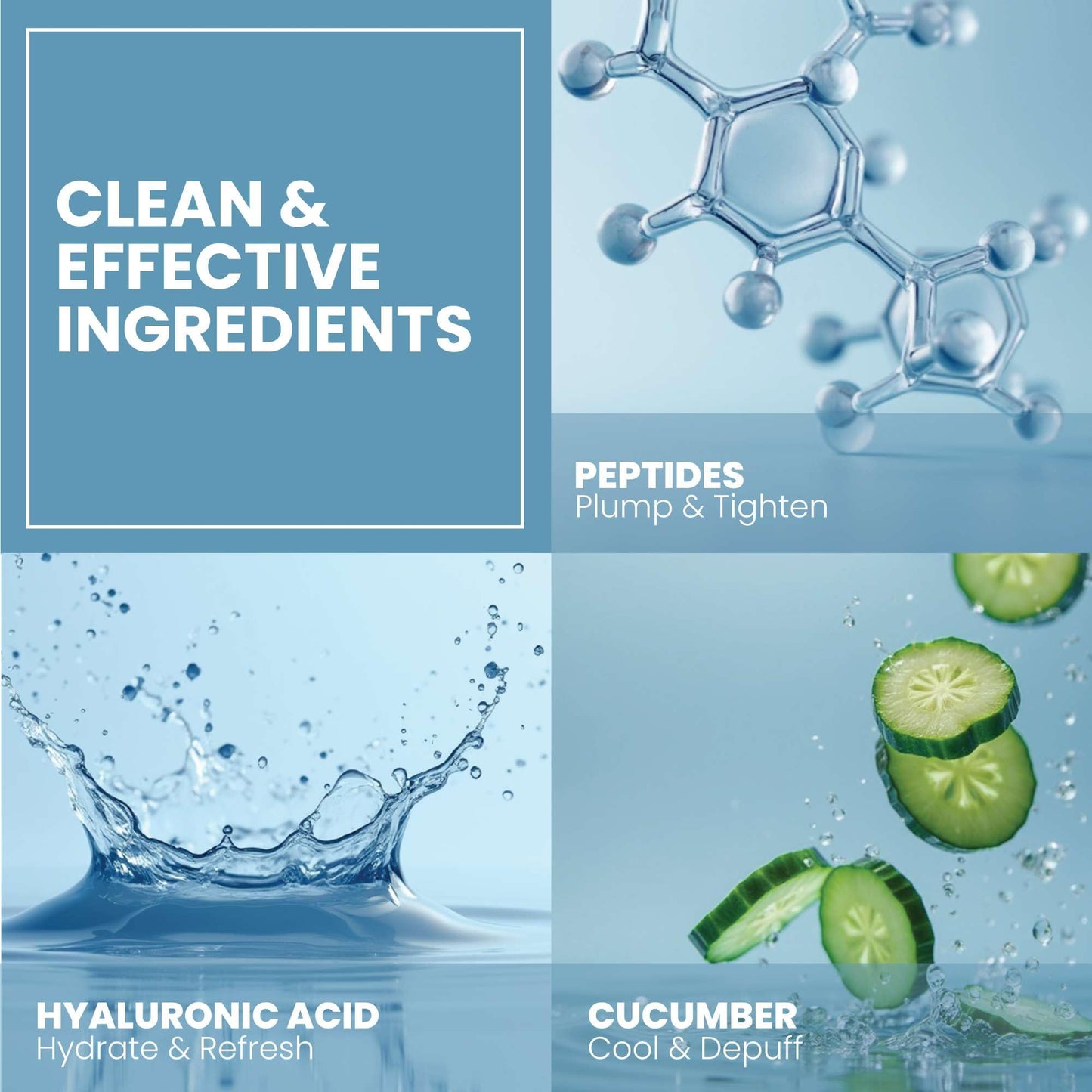 Eva Naturals Eye Gel – Anti-Aging Under Eye Treatment with Peptides, Hyaluronic Acid & Botanicals for Dark Circles, Puffiness & Wrinkles, 2 oz