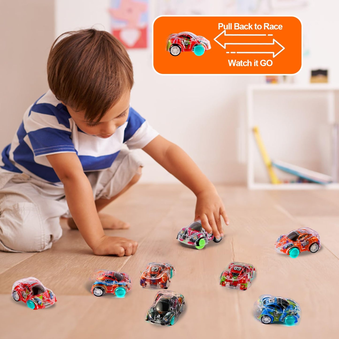 QSONSELL 50PCS Mini Pull Back Cars - Race Toy Cars for Kids, Toddlers, Classroom Prizes, Pinata & Easter Basket Stuffers
