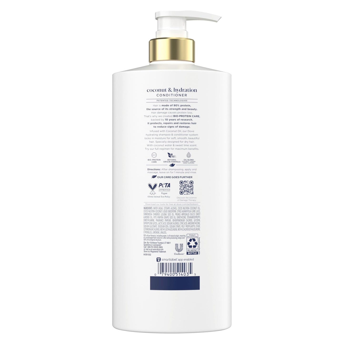 Dove Conditioner Coconut & Hydration for Dry Hair with Bio-Protein Care Technology and Coconut Oil 28 Fl Oz