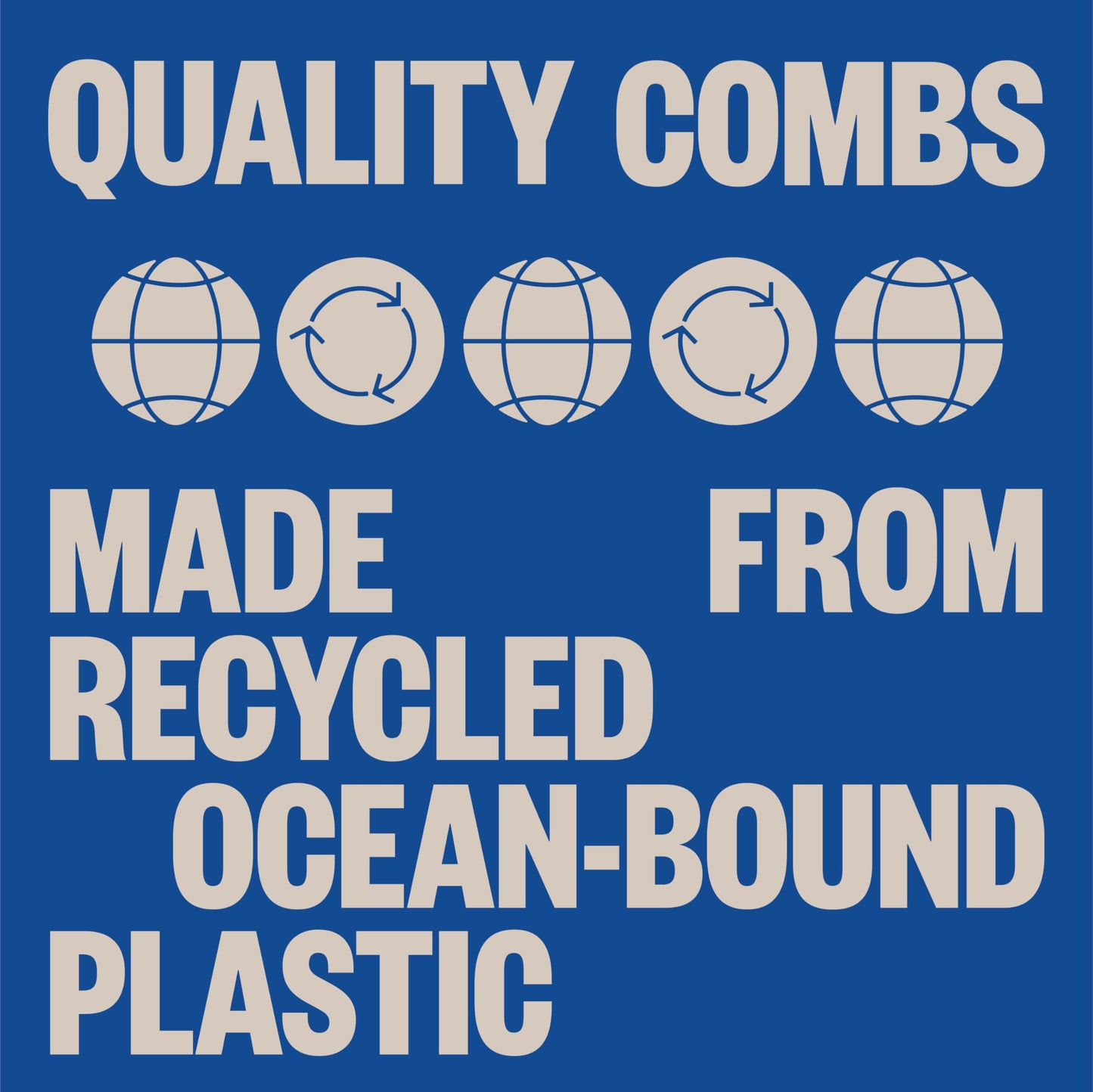 WAVEY 7" Hair Comb for Men & Women - Wide & Fine Tooth Comb for Thick, Thin, Curly, Straight Hair - Recycled Ocean Plastic, Travel-Friendly, Blue