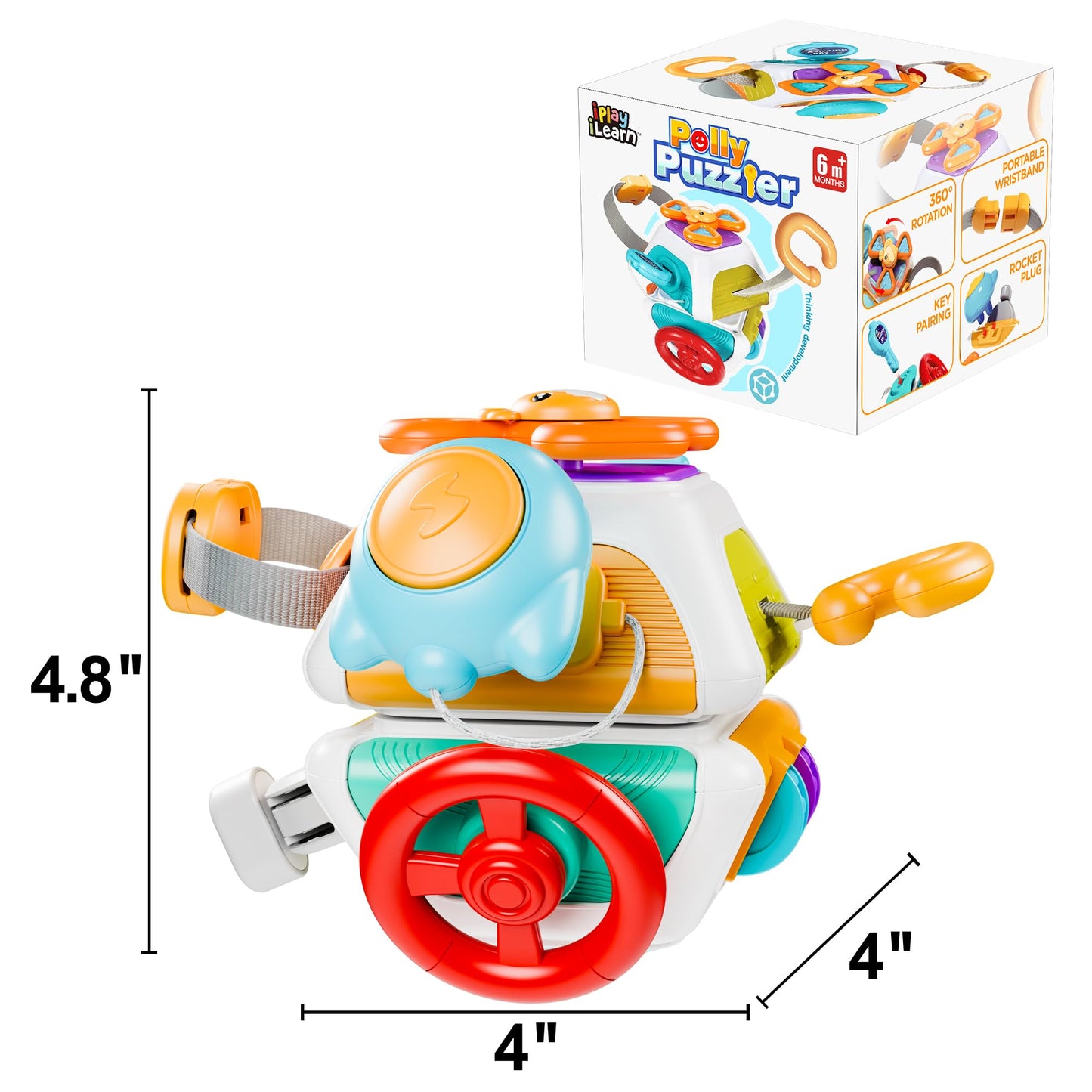 iPlay iLearn 10-in-1 Baby Busy Board Cube – Montessori Sensory & Learning Toy for Toddlers 6–24 Months | Travel & Birthday Gift