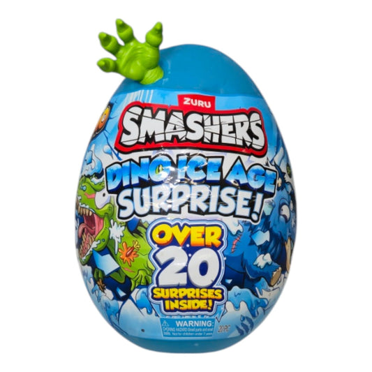 Smashers Dino Ice Age Raptor Series 3 by ZURU – Surprise Egg with 20+ Toys, Slime & Collectibles for Boys & Kids, Blue