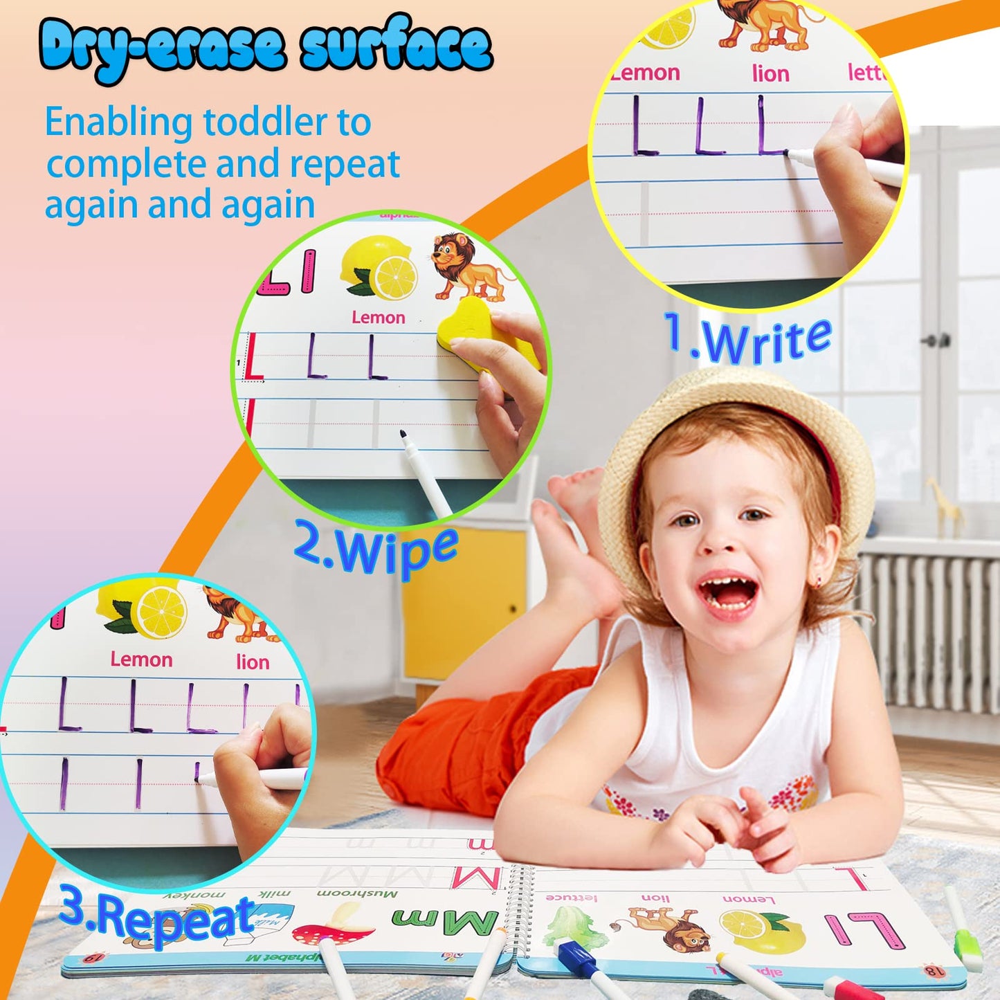 ALIANFLY Preschool Learning Workbook - Montessori Handwriting & Tracing Activities for Toddlers, ABC Learning, Autism-Friendly Busy Book