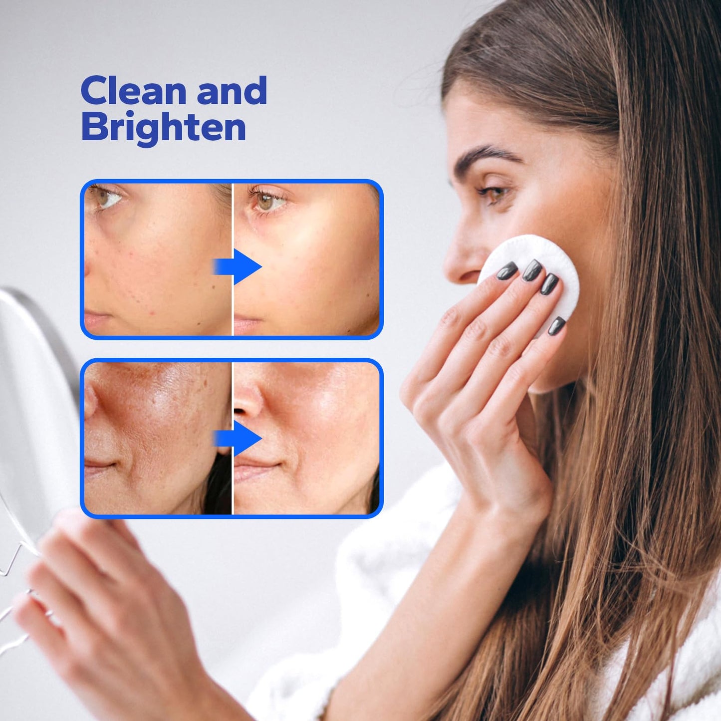 SilkyShark Glycolic Acid Resurfacing Pads, 60 Count – 10% Glycolic + 2% Salicylic Acid Exfoliating Peel for Radiant Skin