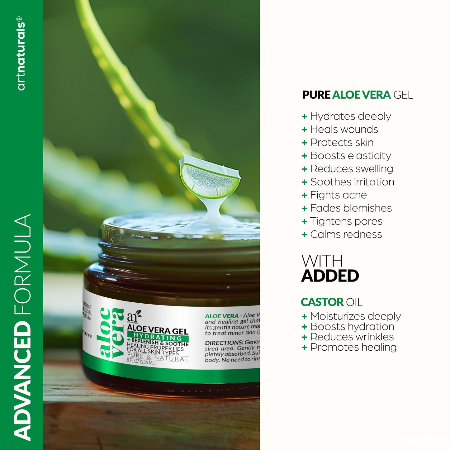 ArtNaturals Aloe Vera Gel Set, 20oz Jumbo – Soothes Sunburn, Hydrates Face, Body & Hair – Calming After-Sun Moisturizer, Freshly Harvested