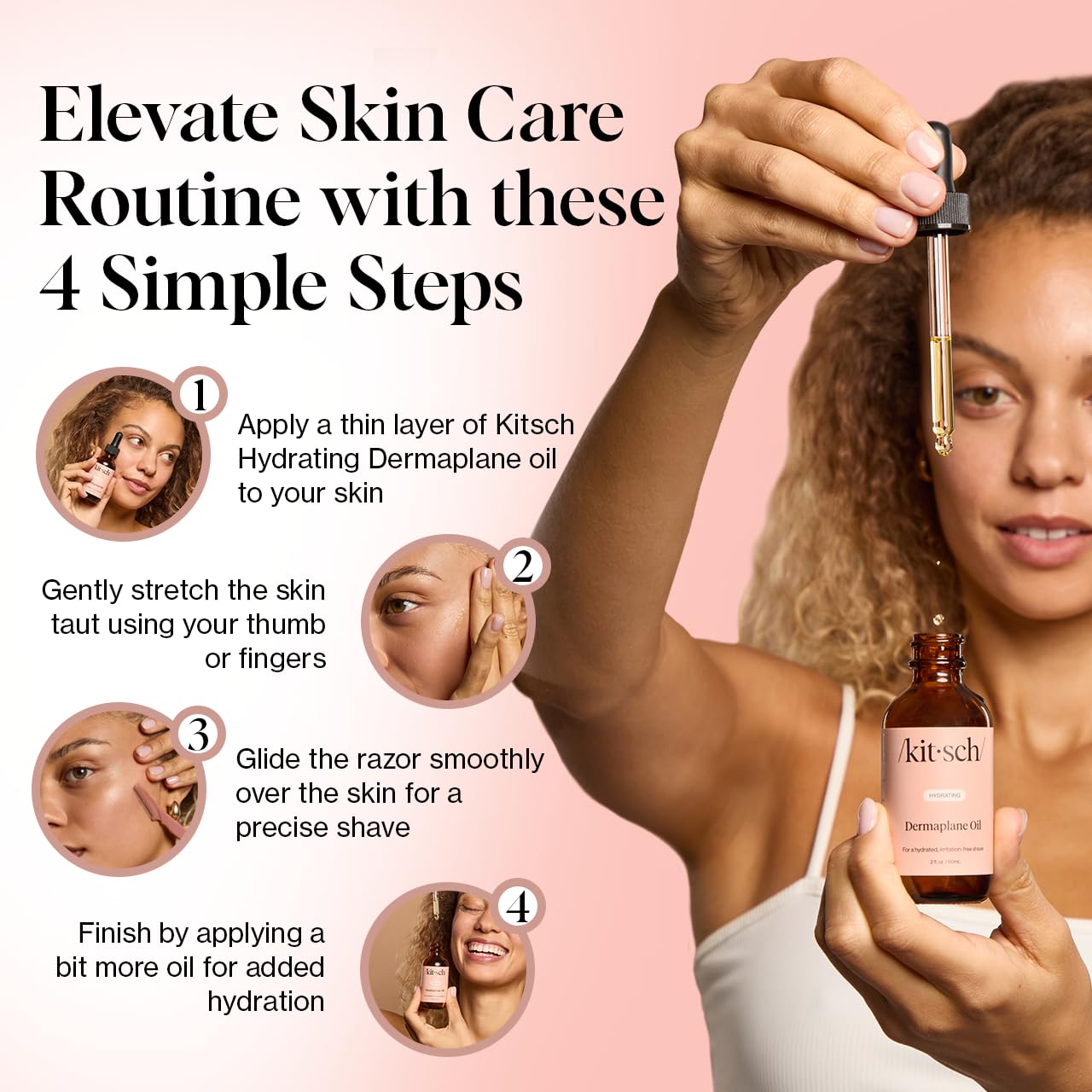 Kitsch Dermaplane Face Oil – Hydrating Jojoba & Argan Oil for Dermaplaning, Gua Sha & Razor Use – Smooth, Radiant Skin, 2oz