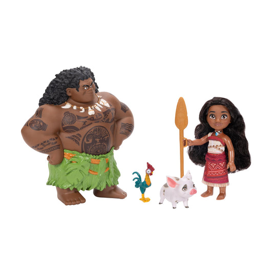 Disney Moana 2 Moana & Maui 6-Inch Petite Doll Gift Set Doll Playset for Girls, Includes Pua and HEI HEI, Officially Licensed, Great Birthday