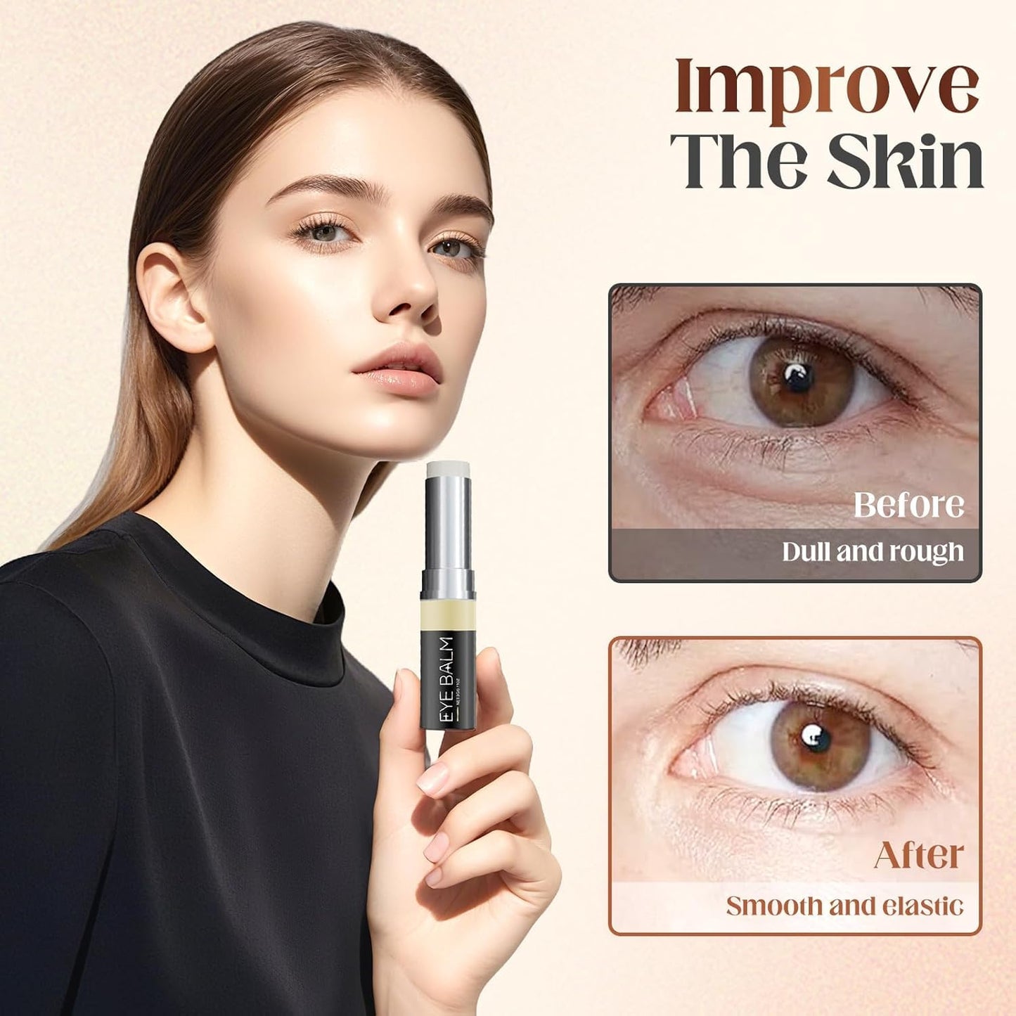 Erases Eye Bags Within Minutes, Under Eye Balm Stick for Under Eyes Bags, Turmeric & Retinol Eye Cream Stick, Erase for Dark Circles Puffiness (2PCS)