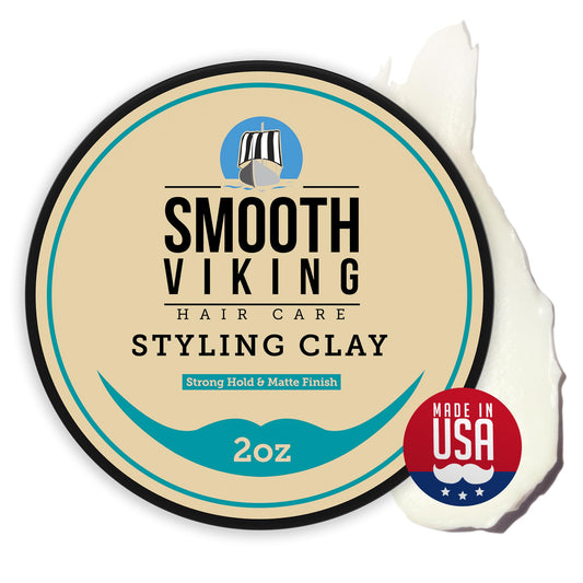 Smooth Viking Hair Clay for Men – Strong Hold, Matte Finish Styling Pomade & Hair Paste, 2oz, Made in USA