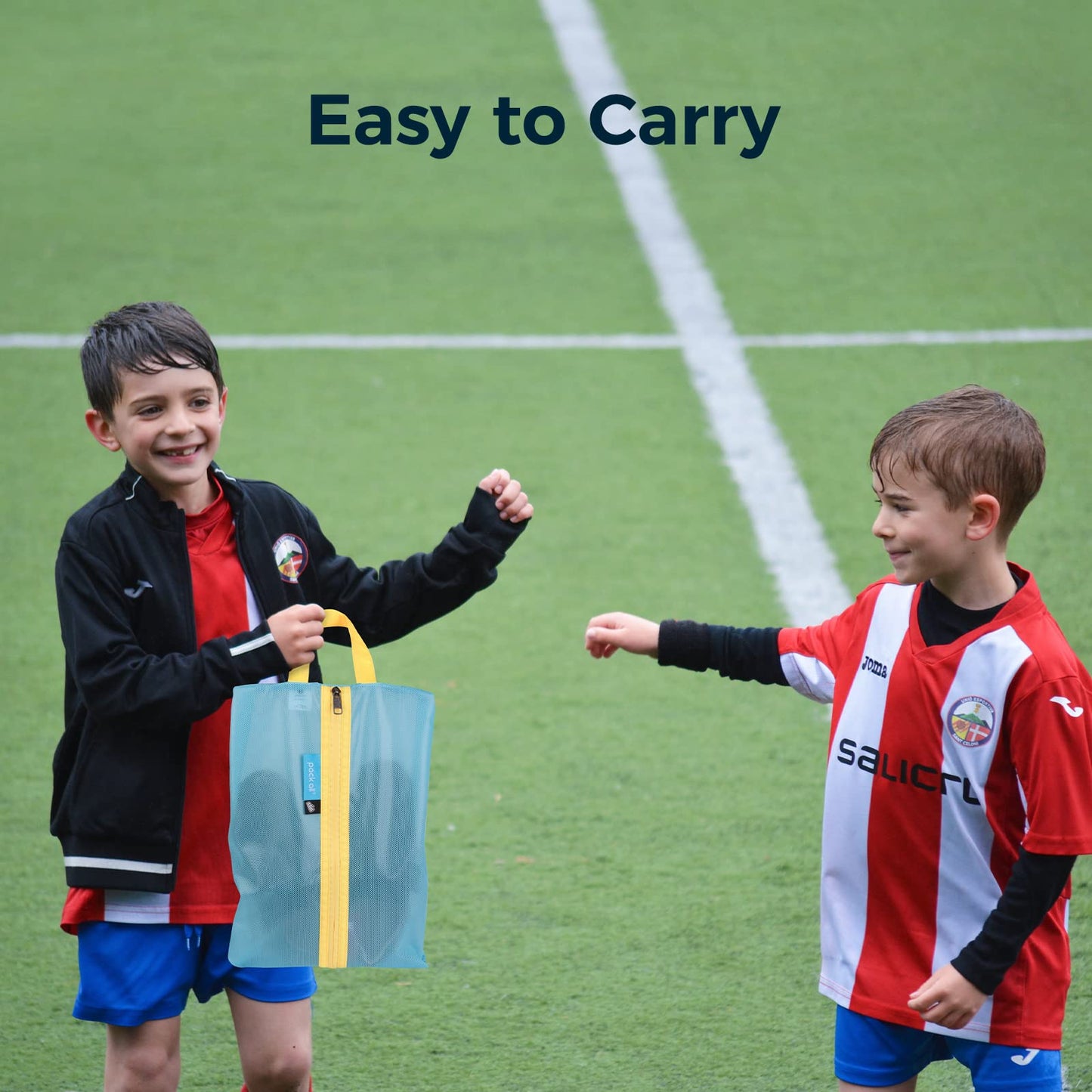 pack all Kids Shoe Bag for Travel, Water-Resistant Shoe Pouch for Gym, Odor-Resistant Soccer Cleats Bag for Sport, Cute Design for Girls, Boys, Toddlers (Blue)