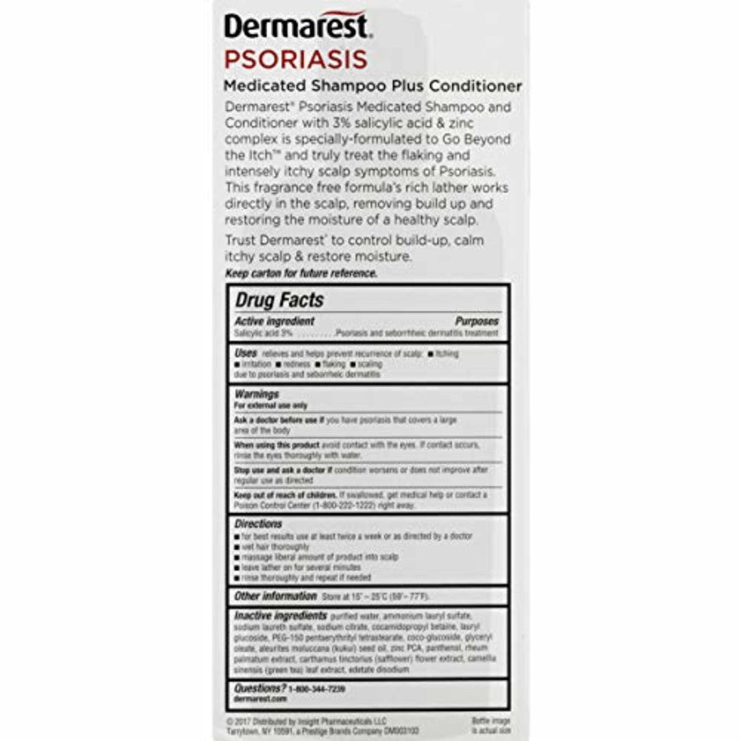 Dermarest Psoriasis Medicated Shampoo and Conditioner, Unscented, Dermatologist Tested, 8 Fl Oz (Pack of 2)