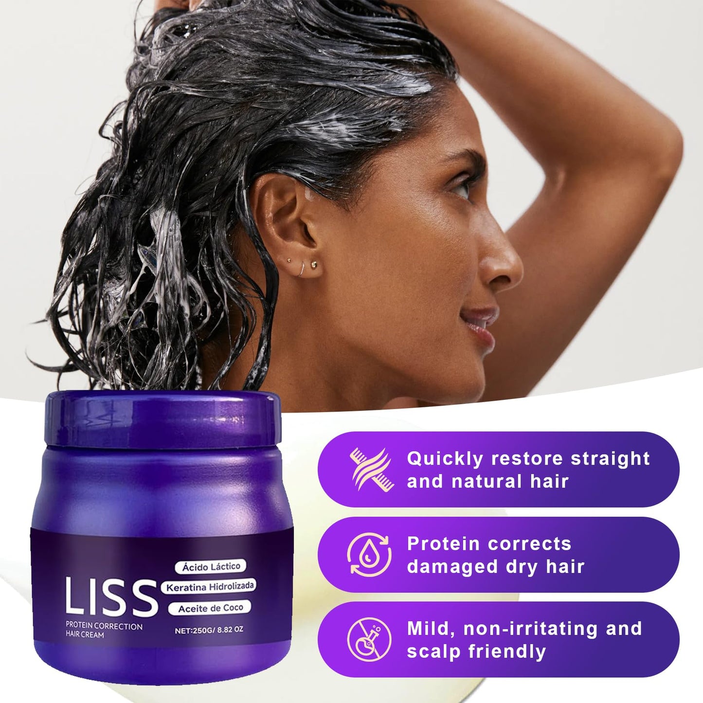 Liss Alisado, Crema Alisadora , Alisado para Cabello Sin Formol, Liss Keratina, Hair Natural Silkiness 1pcs