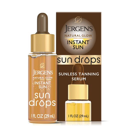 Jergens Natural Glow Instant Sun Drops, Sunless Tanning for Face and Body, Instant Sun Bronzing Drops, 1 Fl Oz