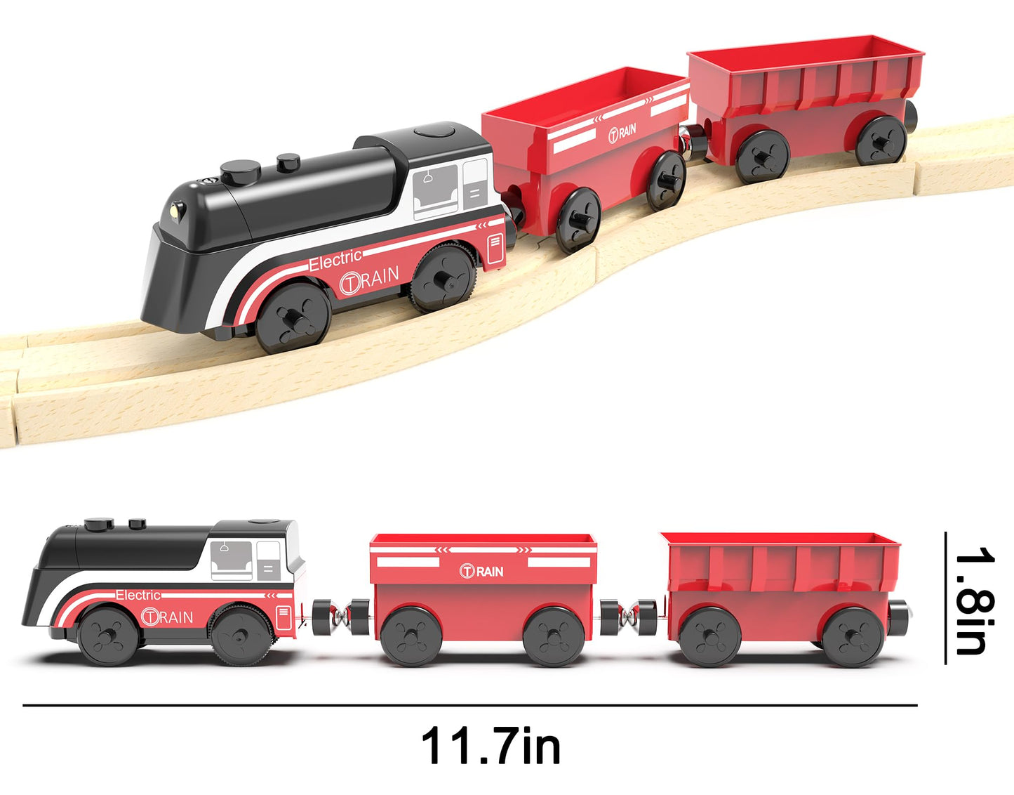 Battery Operated Train Set for Wooden Tracks – 3Pcs Motorized Electric Trains for Toddlers Ages 3+, Compatible with Thomas, Brio & More