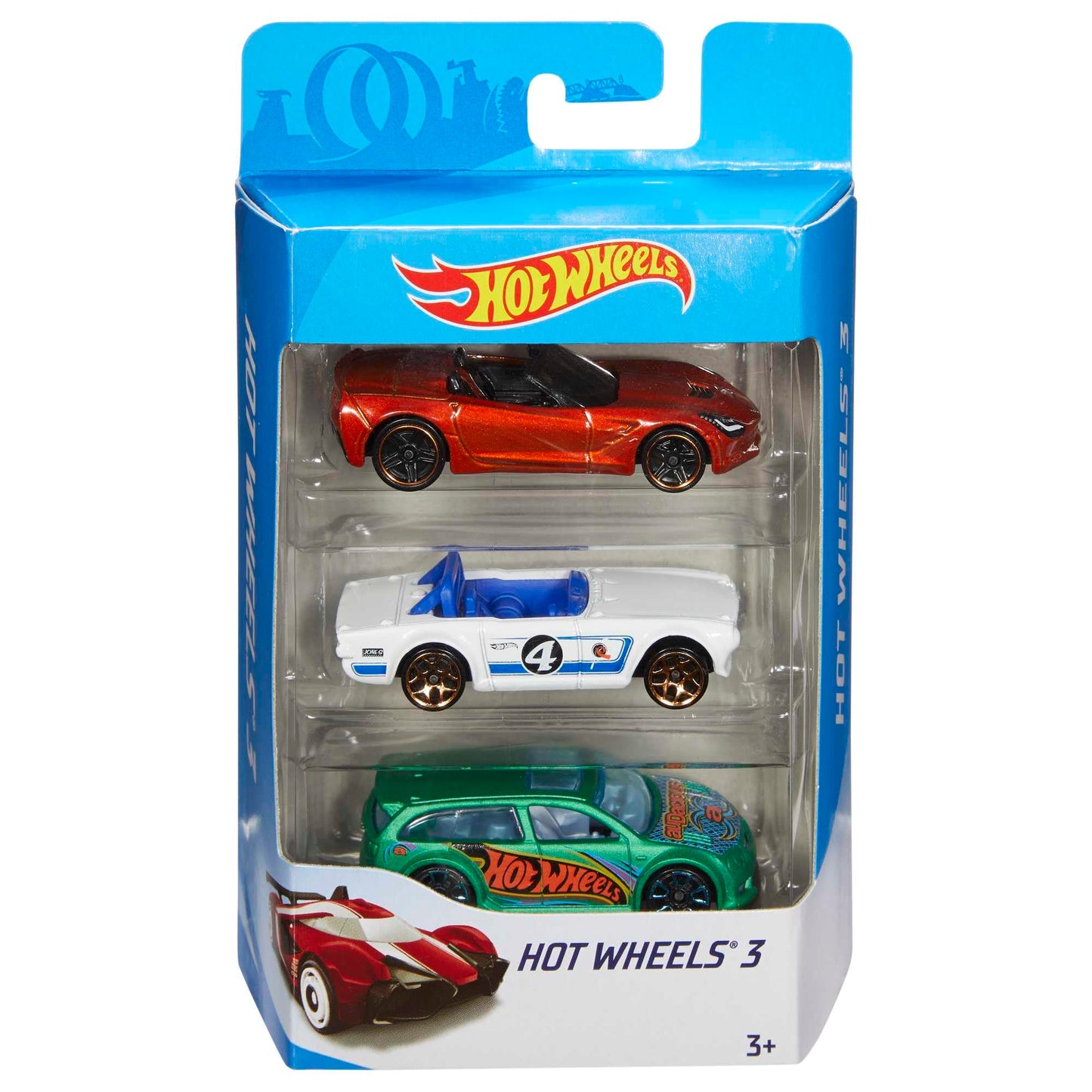 Hot Wheels 3-Car Pack | 1:64 Scale Sports Cars Multipack, Instant Starter Set with Rolling Wheels for Kids 3+