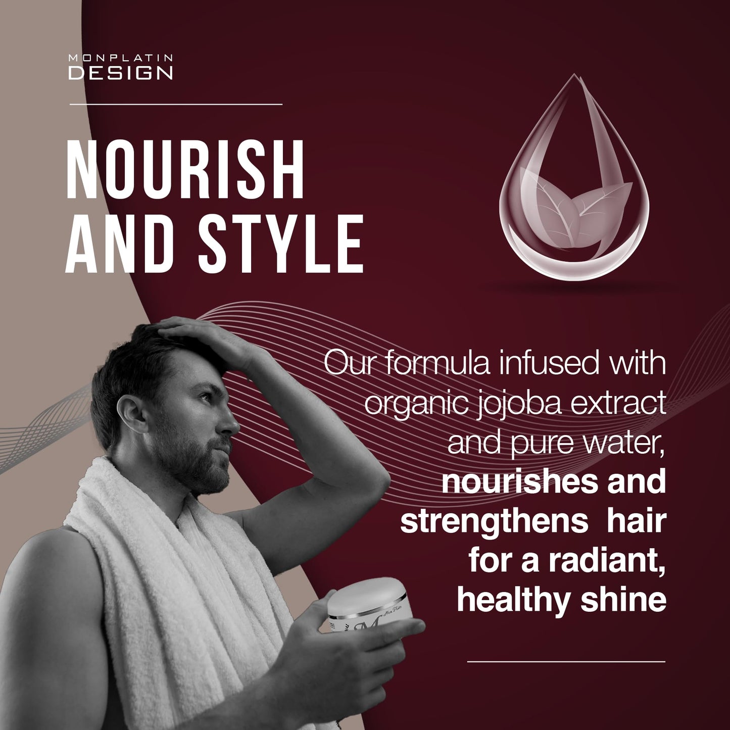 Mon Platin Professional Hair Wax 150ml – Moisturizing Styling Wax for Men with Jojoba Oil & Pure Water for Shiny, Wet-Look Finish