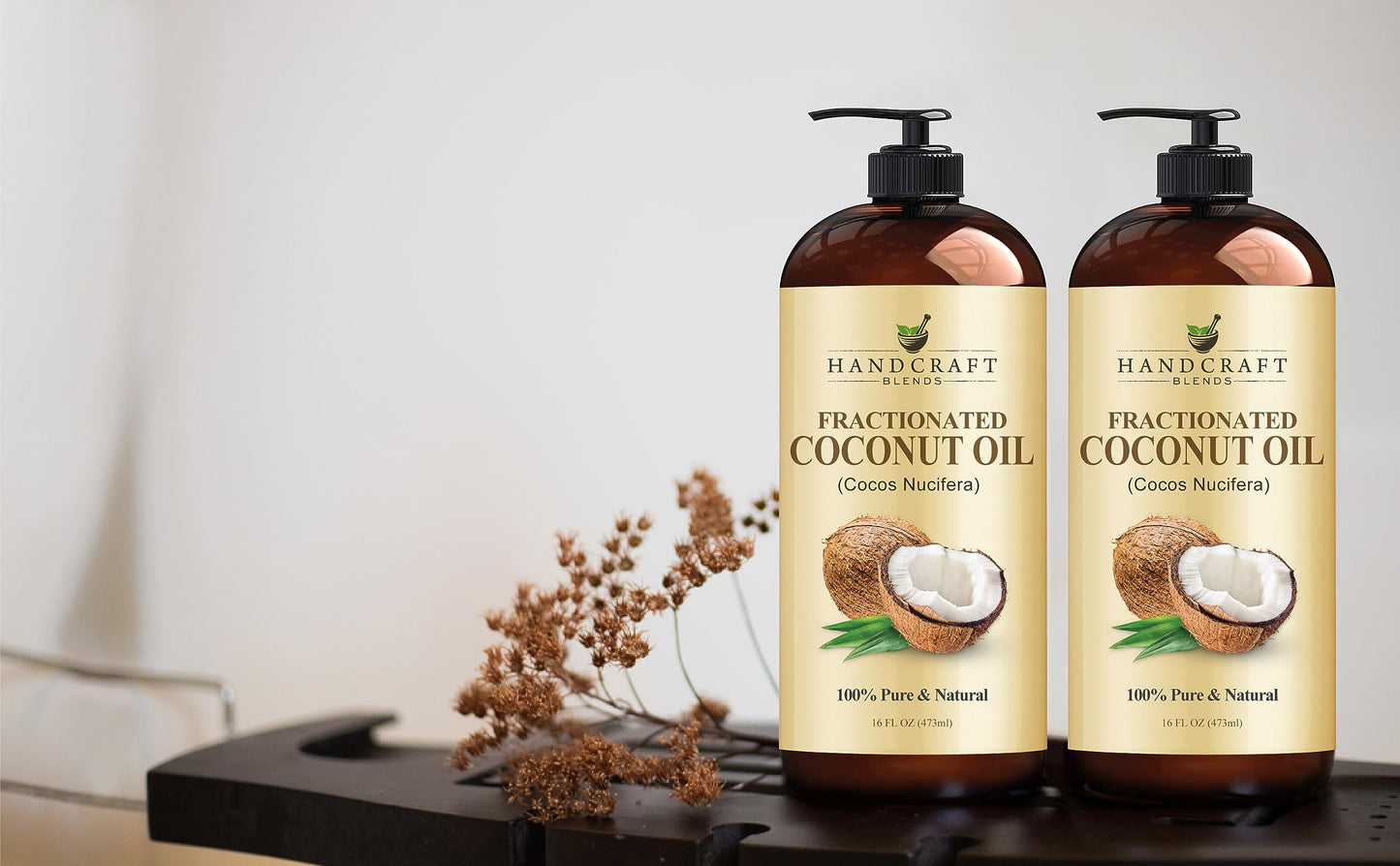 Handcraft Blends Fractionated Coconut Oil 16 Fl Oz – 100% Pure & Natural Premium Carrier Oil for Skin, Hair, Body & Massage