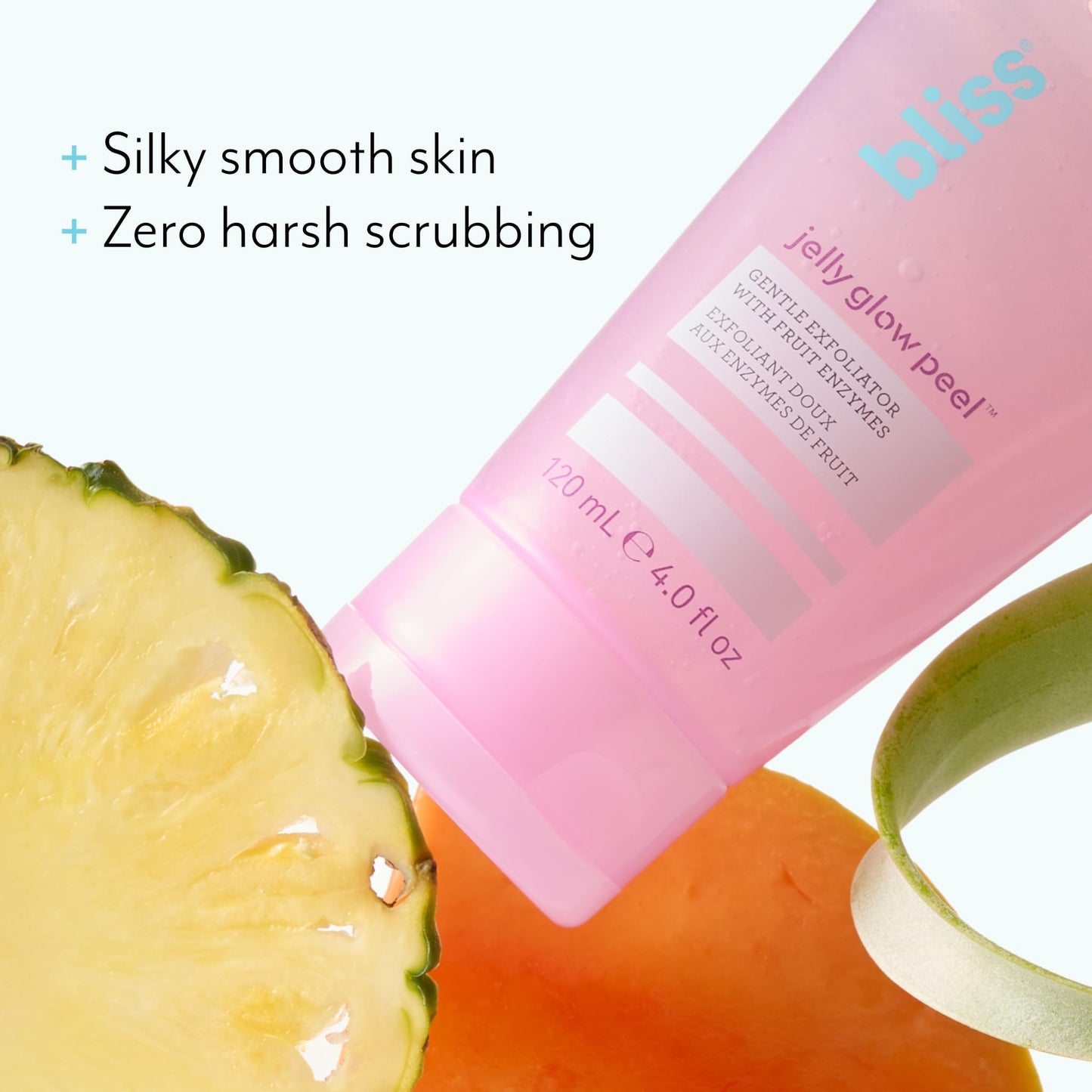 Bliss Jelly Glow Peel™ Gentle Non-Abrasive Cleanser & Exfoliator with Fruit Enzymes, 4 oz – Hydrates, Nourishes, Vegan & Cruelty-Free