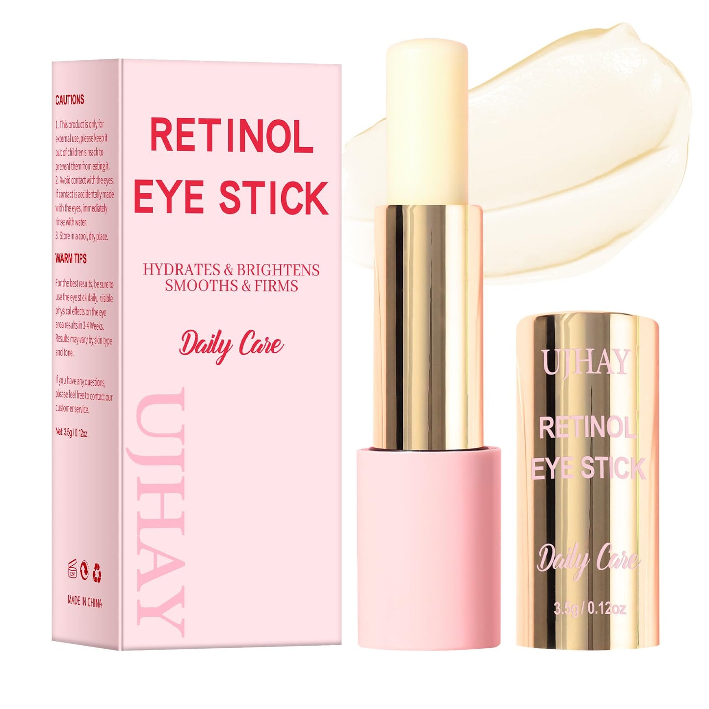 Retinol Eye Stick – Anti-Aging Eye Cream for Wrinkles, Dark Circles & Puffiness, Hydrating, Firming, Multi-Balm with Caffeine & Vitamin C