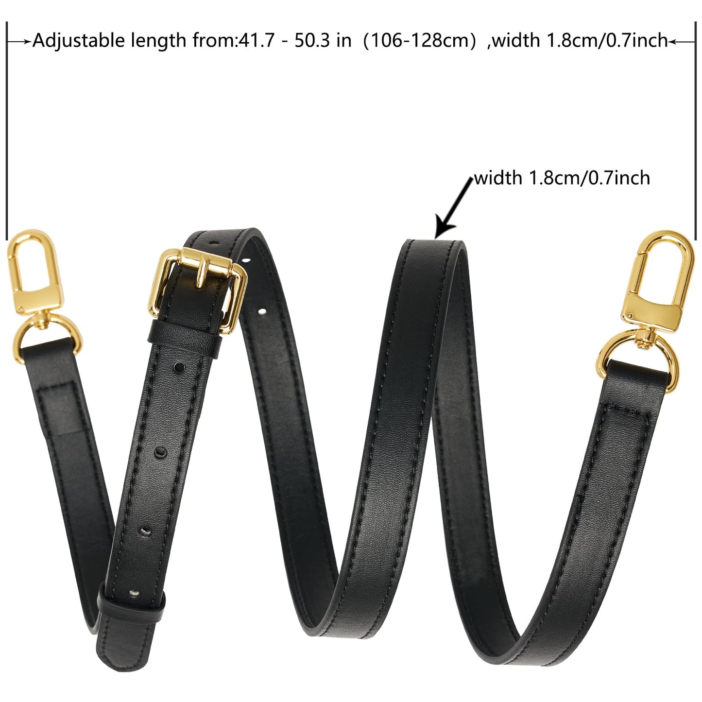 RICLVS Genuine Vachetta Leather Crossbody Strap – Adjustable Replacement Strap for Shoulder Bags, Handbags & Purses (Black)