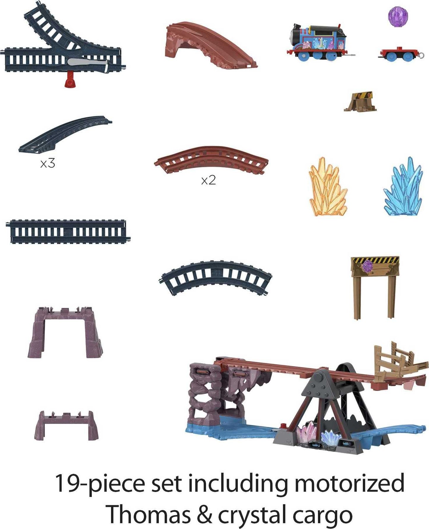 Thomas & Friends Motorized Toy Train Set Crystal Caves Adventure with Thomas, Tipping Bridge & 8 Ft of Track for Preschool Kids Ages 3+ Years