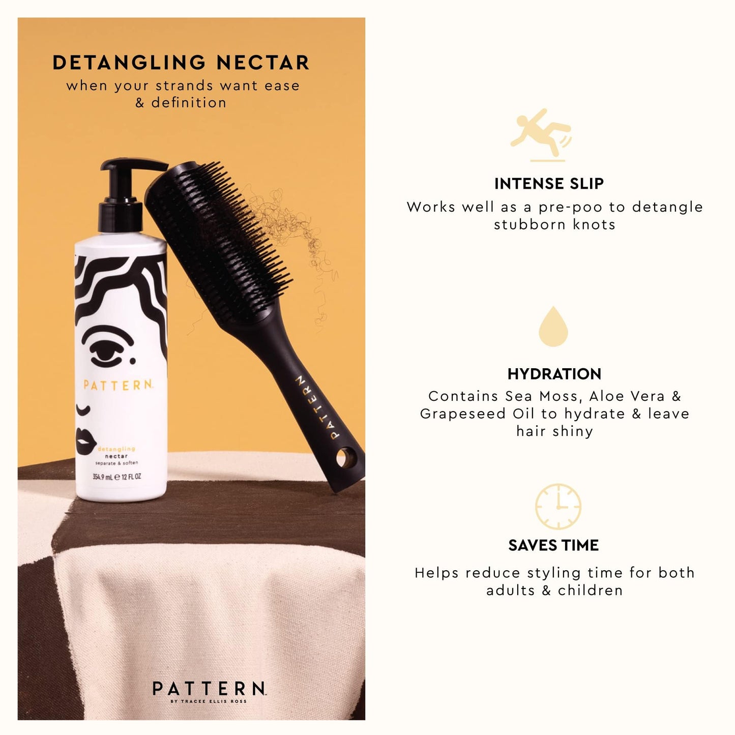 PATTERN Beauty by Tracee Ellis Ross Detangling Nectar w Sea Moss for Curly Hair 3a-4c, Great for Knots, Tangles and Matting